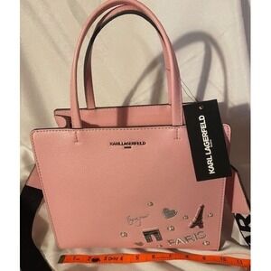 KARL LAGERFELD MAYBELLE PARIS SATCHEL/CROSSBODY BAG -  PINK BLUSH MULTI -  NWT